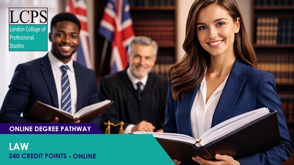 Professional lawyers and judge in a law office reviewing legal documents, representing careers in law and legal education