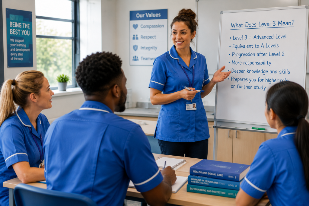 what does level 3 diploma in HSC (health and social care) means ?